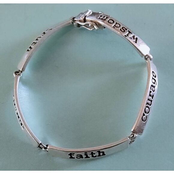 Sterling Jewelry - Truth~Grace~Faith~Courage~Wisdom 925 Sterling Silver Link Bracelet